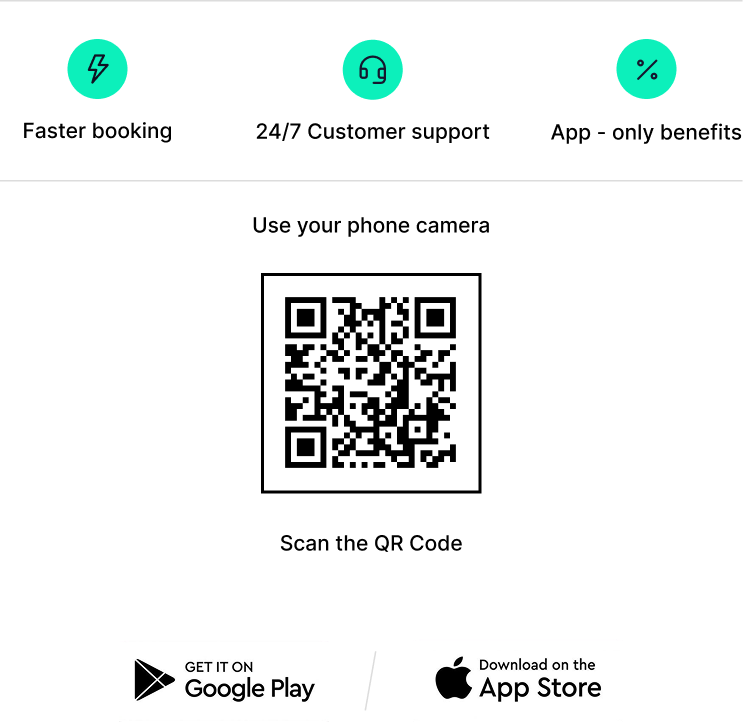 Scan QR code or download from Google Play or App Store